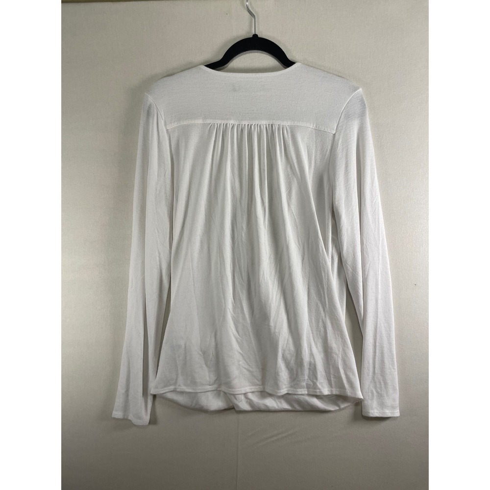 Banana Republic White Faux Wrap Surplice‎ Long Sleeve Top Shirt Womens Medium M - Picture 3 of 7